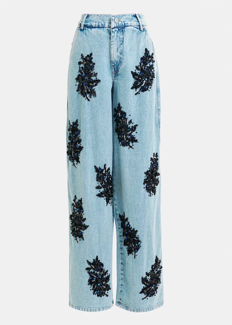 Luissine – Jeans Wide Leg con Lentejuelas