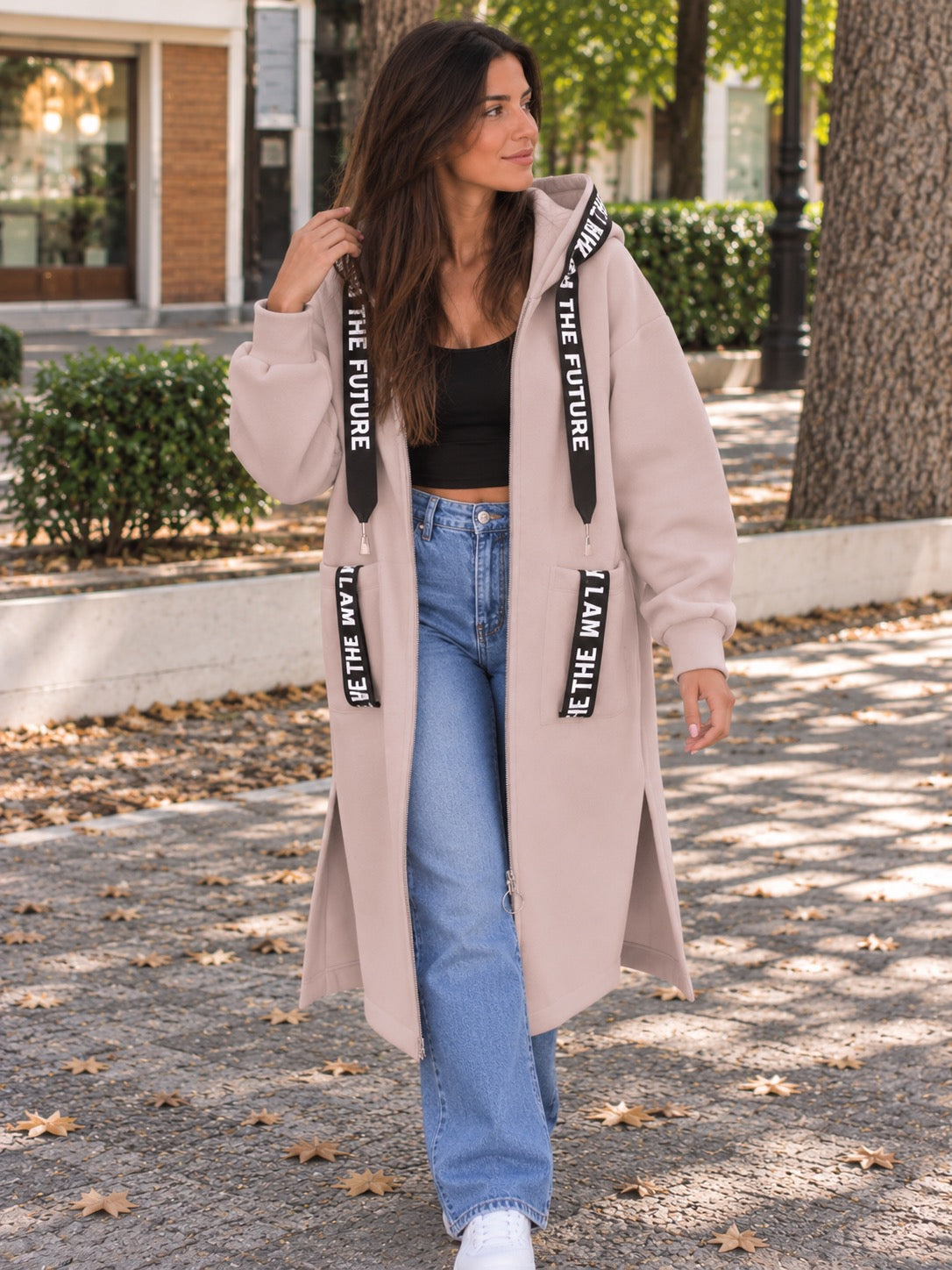 Diana - Abrigo tipo sudadera con capucha oversize para mujer