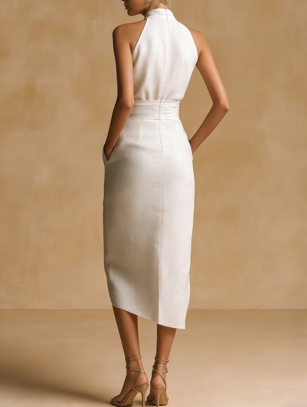 Beatriz | Vestido Midi Cuello Alto Sin Mangas