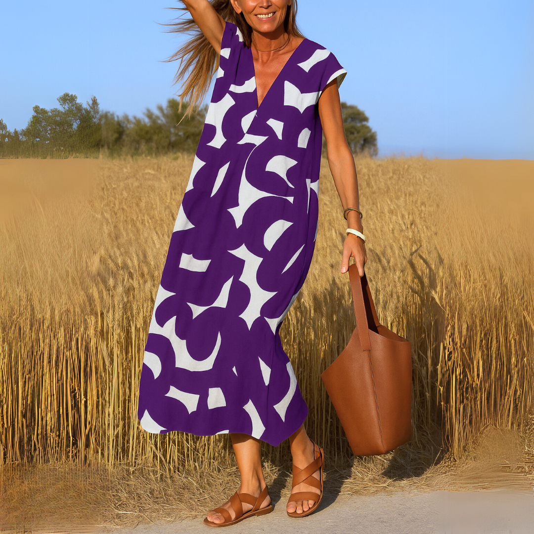 Esperanza | Vestido Midi Verano Estampado Geométrico Escote V