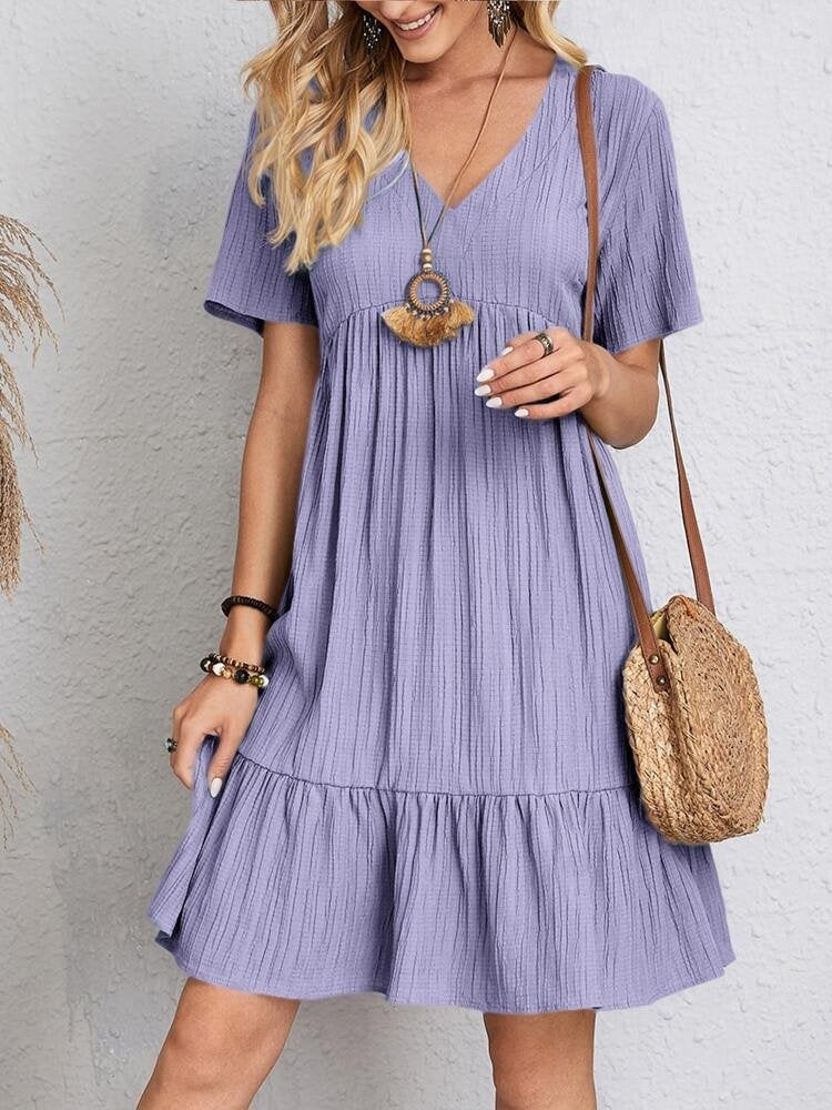 Laia | Vestido Corto Volantes Escote V Manga Corta