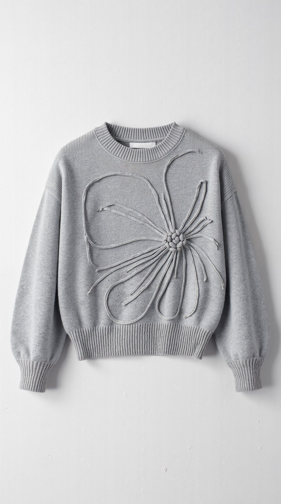 Salud | Jersey de Punto Floral en Relieve Cuello Redondo Holgado