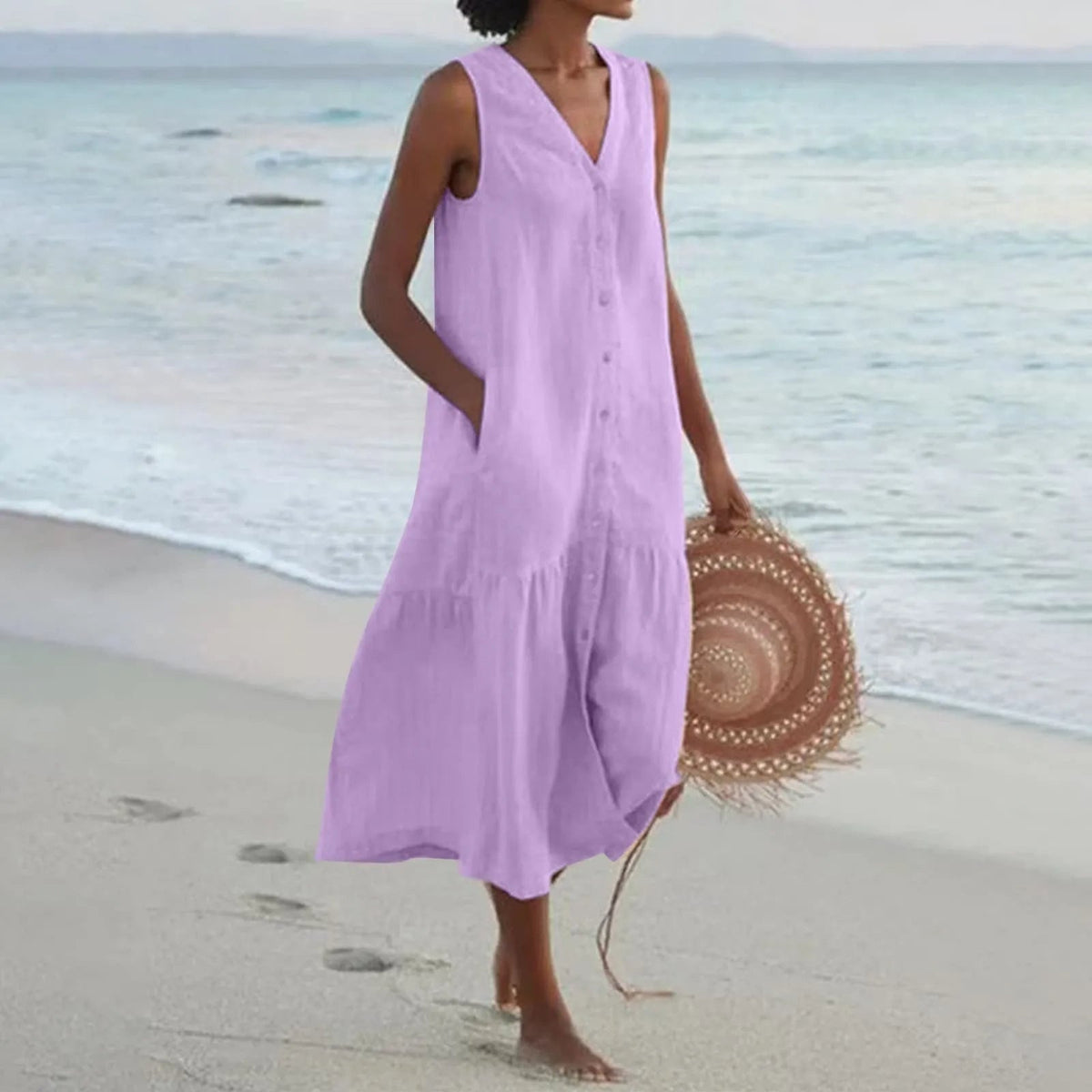 Virtudes | Vestido Largo de Verano con Escote en V y Tirantes