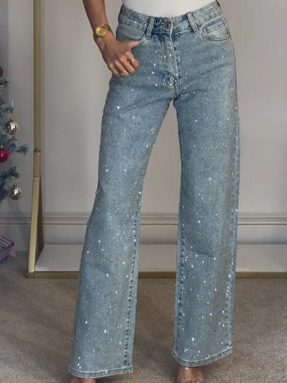 Diamanta – Jeans Rectos con Apliques Diamánté