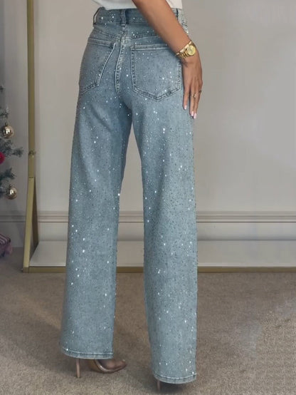 Diamanta – Jeans Rectos con Apliques Diamánté