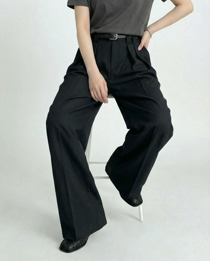 Teresa | Pantalón de Pierna Ancha Clásico Poliéster