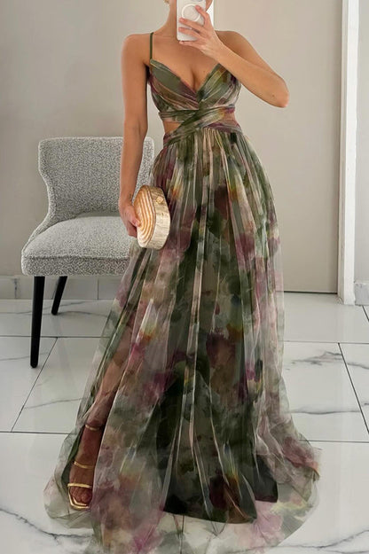 Giselle | Vestido largo con estampado floral encantador