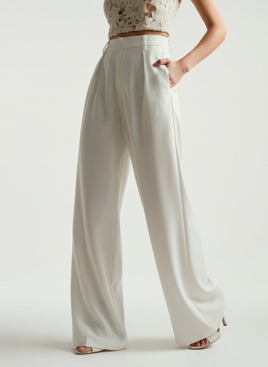 Cristina | Pantalón de Cintura Alta y Pierna Ancha