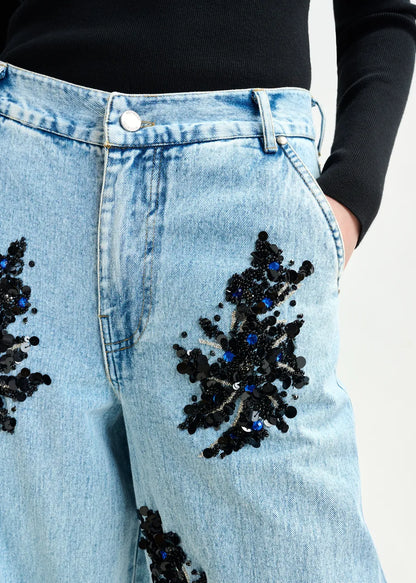 Luissine – Jeans Wide Leg con Lentejuelas