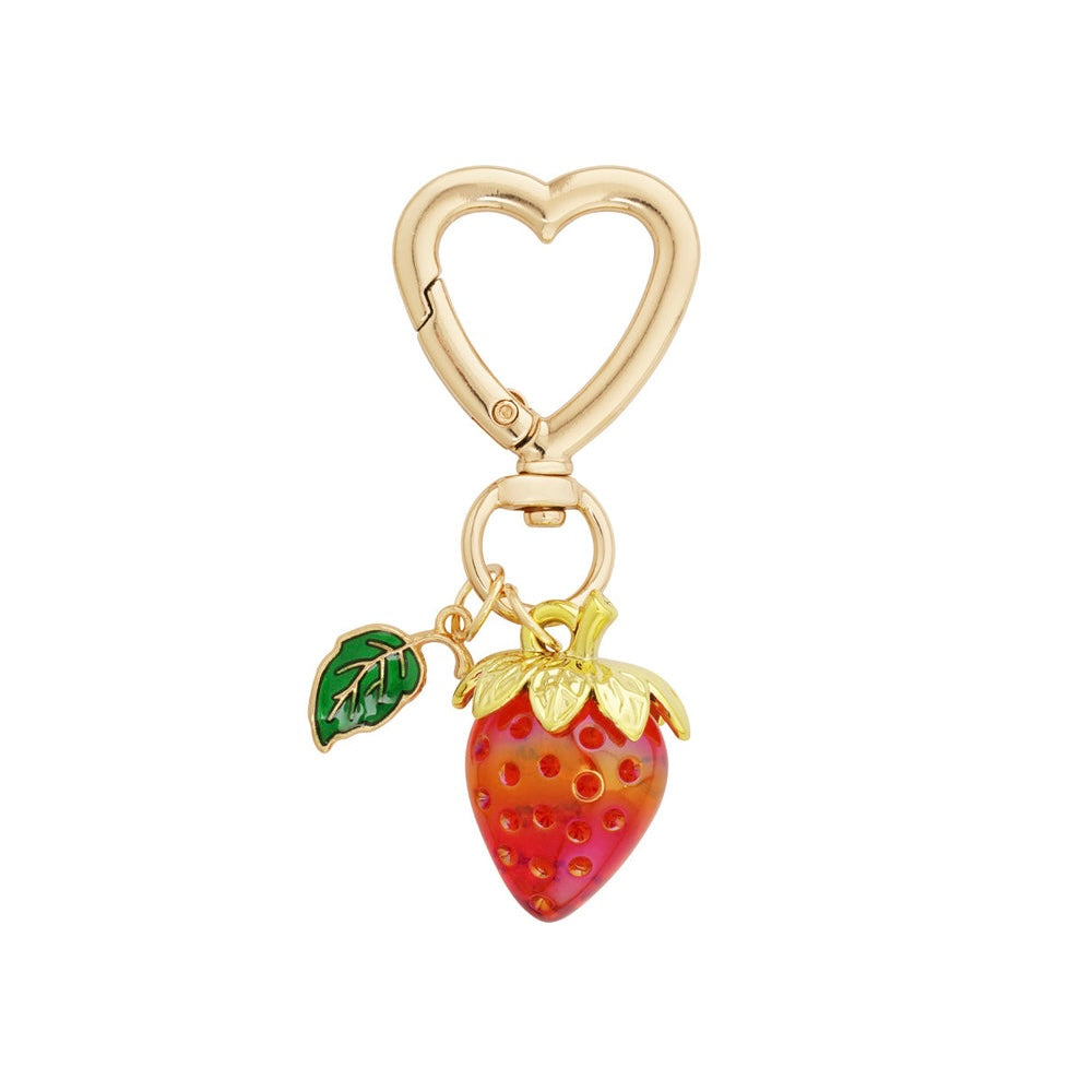 Gloria | Charm fresa con hoja dorada de acero