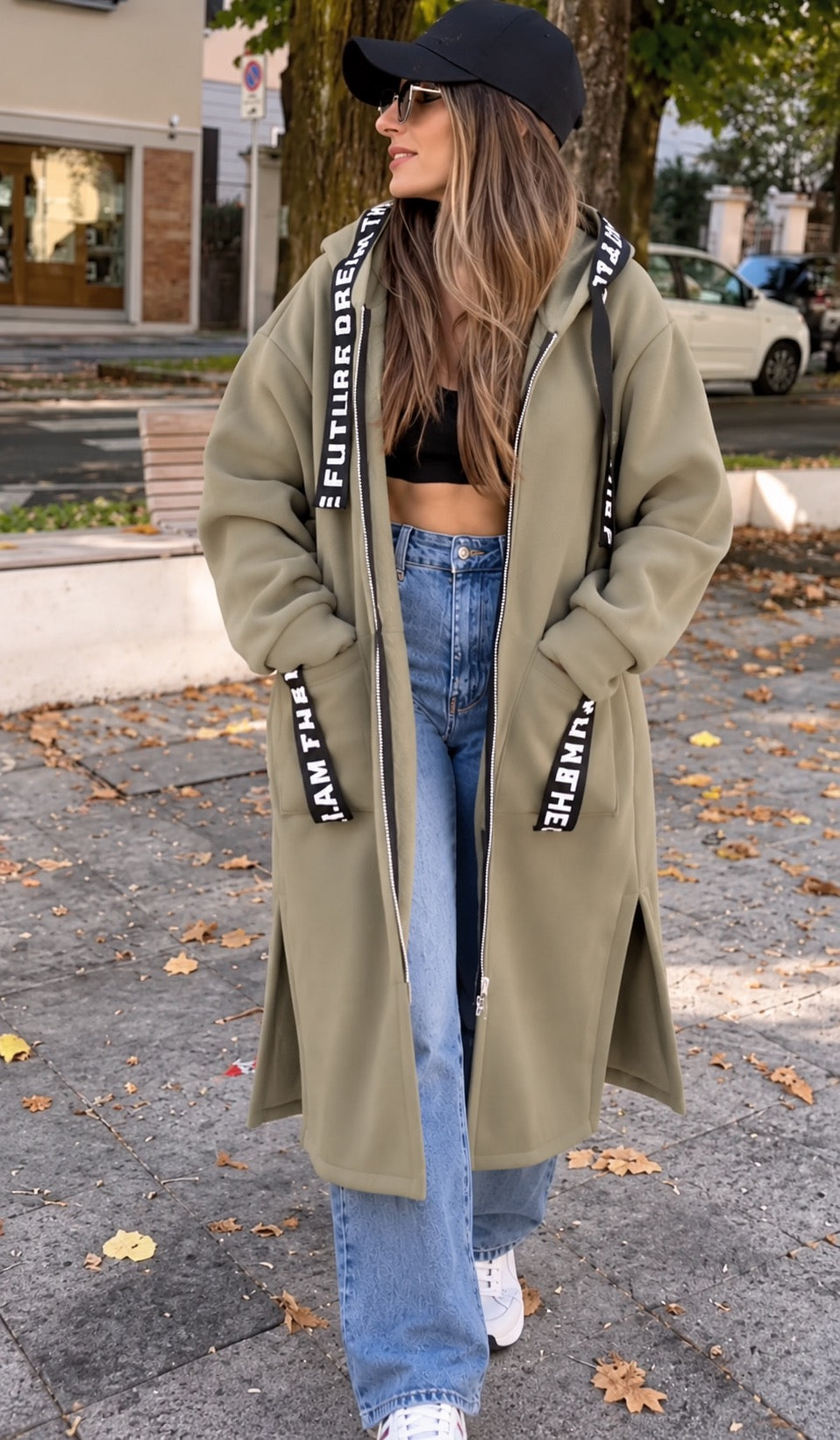 Diana - Abrigo tipo sudadera con capucha oversize para mujer