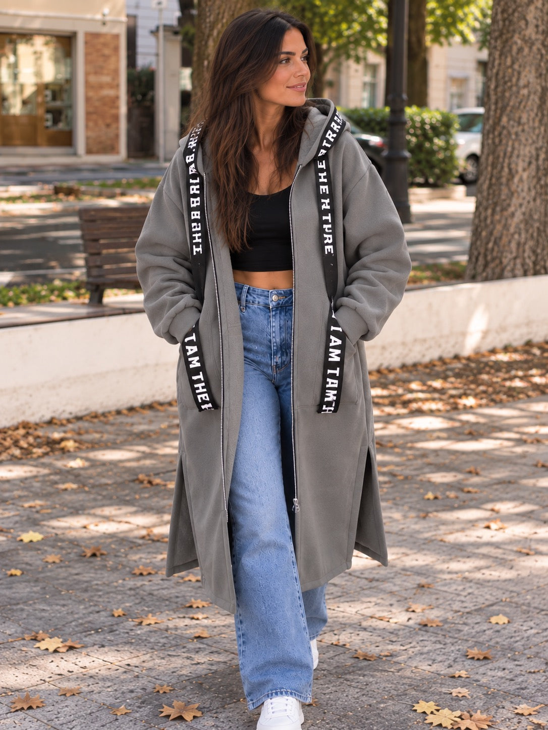 Diana - Abrigo tipo sudadera con capucha oversize para mujer