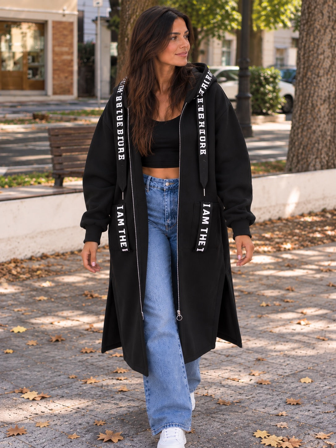 Diana - Abrigo tipo sudadera con capucha oversize para mujer