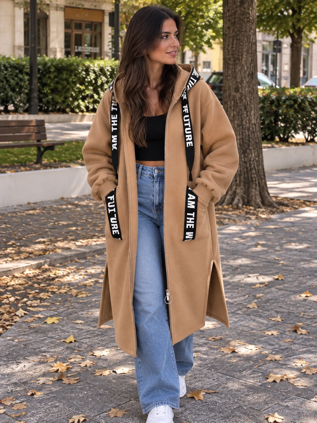 Diana - Abrigo tipo sudadera con capucha oversize para mujer
