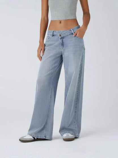 Sara – Vaqueros Wide Leg de Cintura Asimétrica
