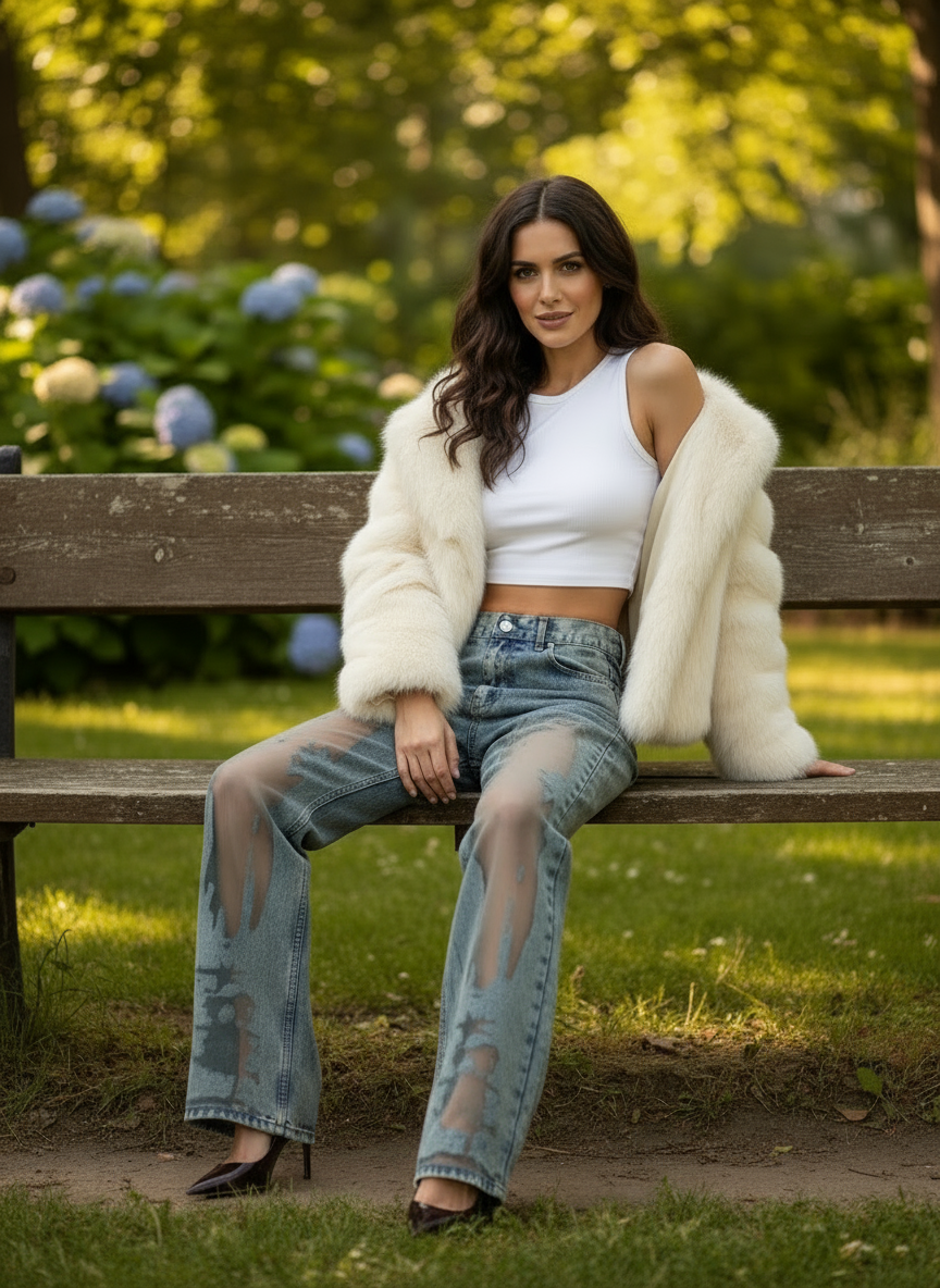 Valentina – Vaqueros Corte Regular con Malla Transparente