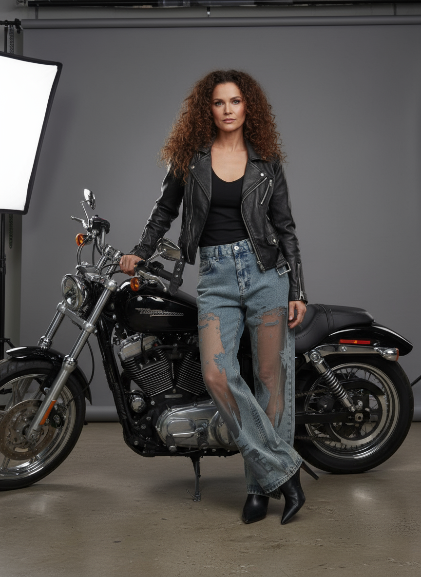 Valentina – Vaqueros Corte Regular con Malla Transparente
