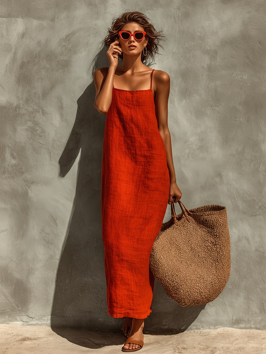 Aitana | Vestido Largo Casual Tirantes Escote Cuadrado