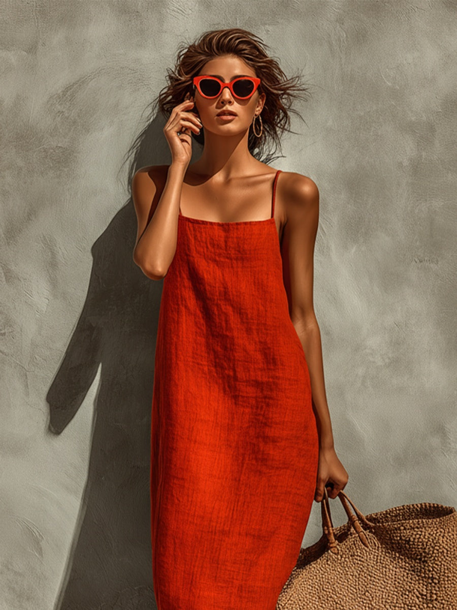 Aitana | Vestido Largo Casual Tirantes Escote Cuadrado