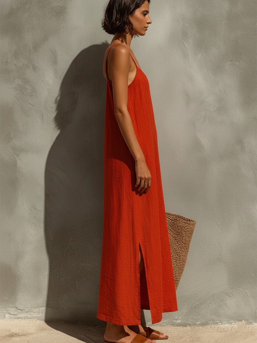 Aitana | Vestido Largo Casual Tirantes Escote Cuadrado