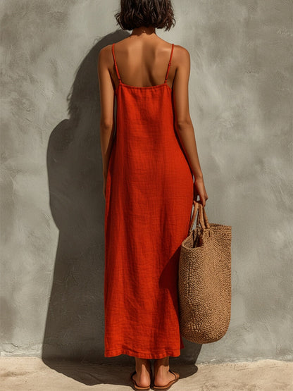 Aitana | Vestido Largo Casual Tirantes Escote Cuadrado