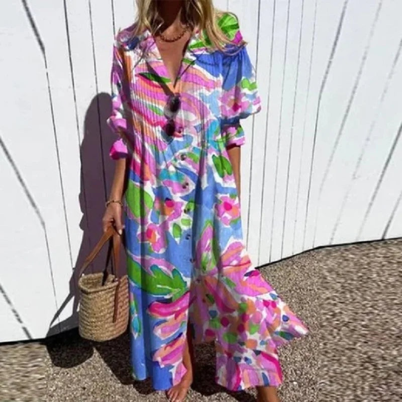 Aitana | Vestido Largo Floral Verano Escote V