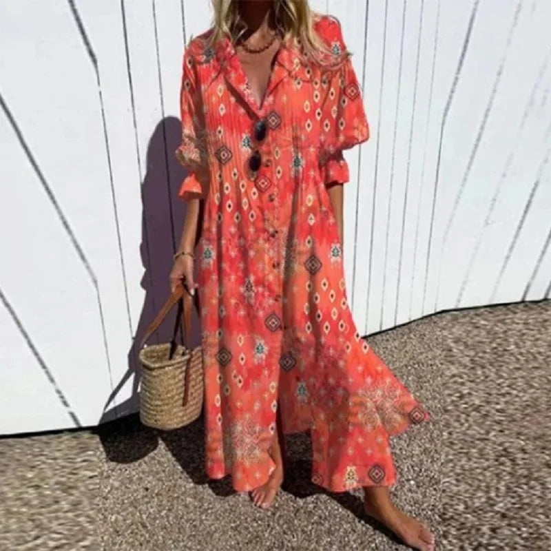 Aitana | Vestido Largo Floral Verano Escote V