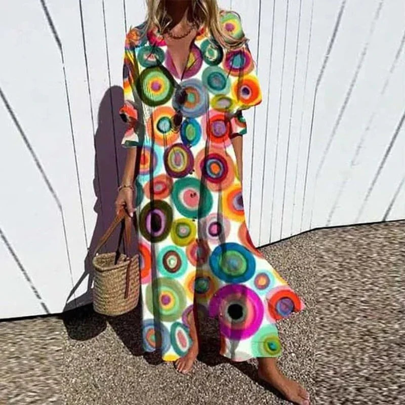 Aitana | Vestido Largo Floral Verano Escote V