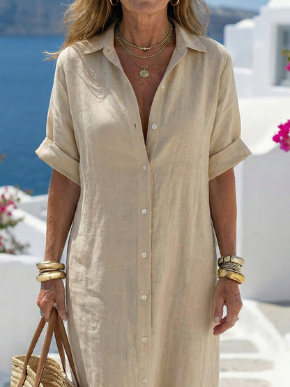 Amparo | Vestido Midi Camisero de Lino
