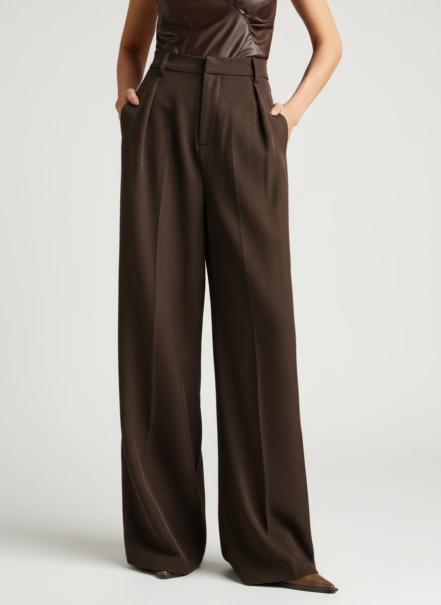 Cristina | Pantalón de Cintura Alta y Pierna Ancha