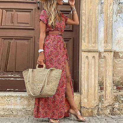 Covadonga | Vestido Largo de Verano Floral con Cinturón