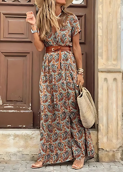 Covadonga | Vestido Largo de Verano Floral con Cinturón