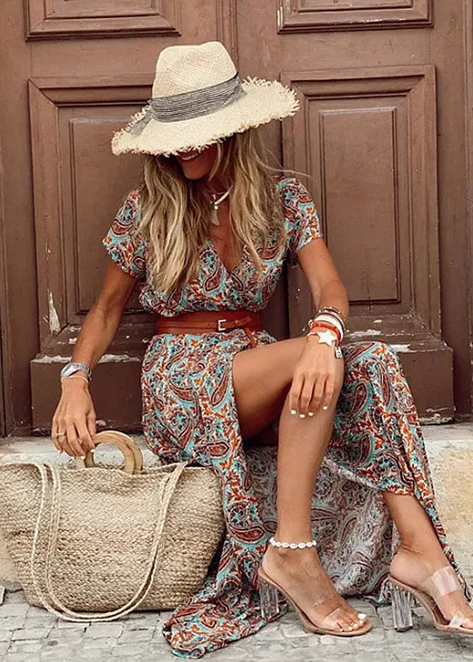 Covadonga | Vestido Largo de Verano Floral con Cinturón