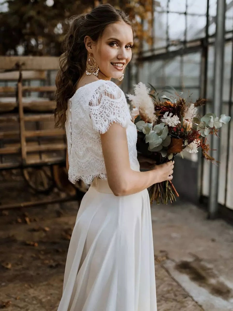 Milagros | Vestido de Novia de Dos Piezas con Encaje