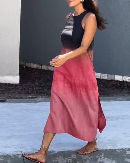 Esperanza | Vestido Largo Degradado Sin Mangas Abertura Lateral