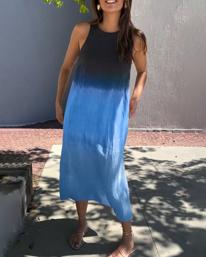 Esperanza | Vestido Largo Degradado Sin Mangas Abertura Lateral
