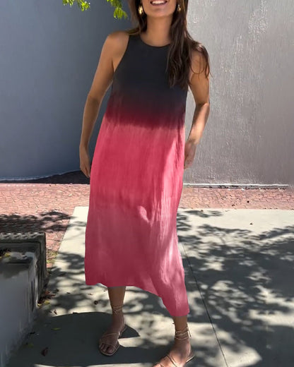 Esperanza | Vestido Largo Degradado Sin Mangas Abertura Lateral