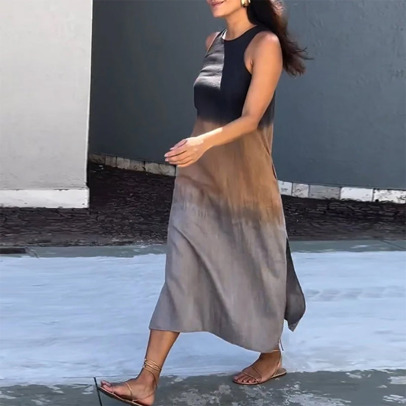 Esperanza | Vestido Largo Degradado Sin Mangas Abertura Lateral