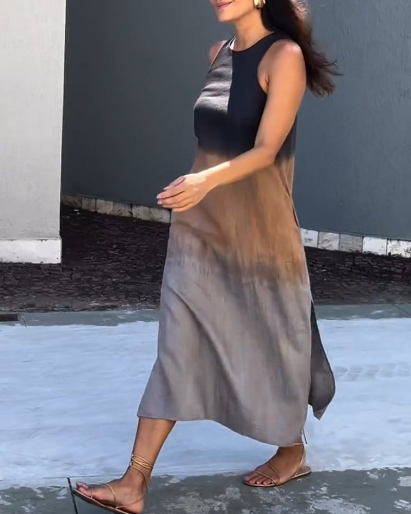 Esperanza | Vestido Largo Degradado Sin Mangas Abertura Lateral