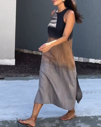 Esperanza | Vestido Largo Degradado Sin Mangas Abertura Lateral