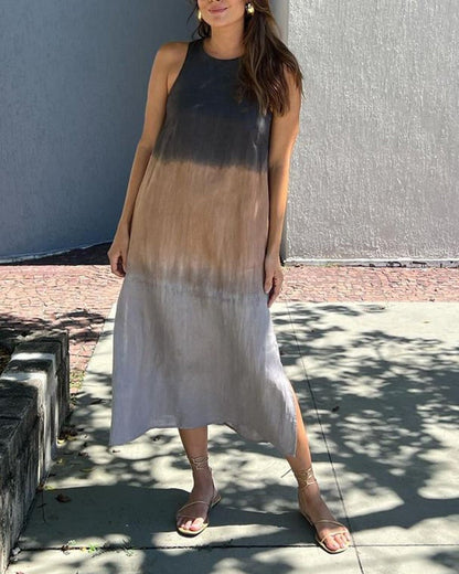Esperanza | Vestido Largo Degradado Sin Mangas Abertura Lateral