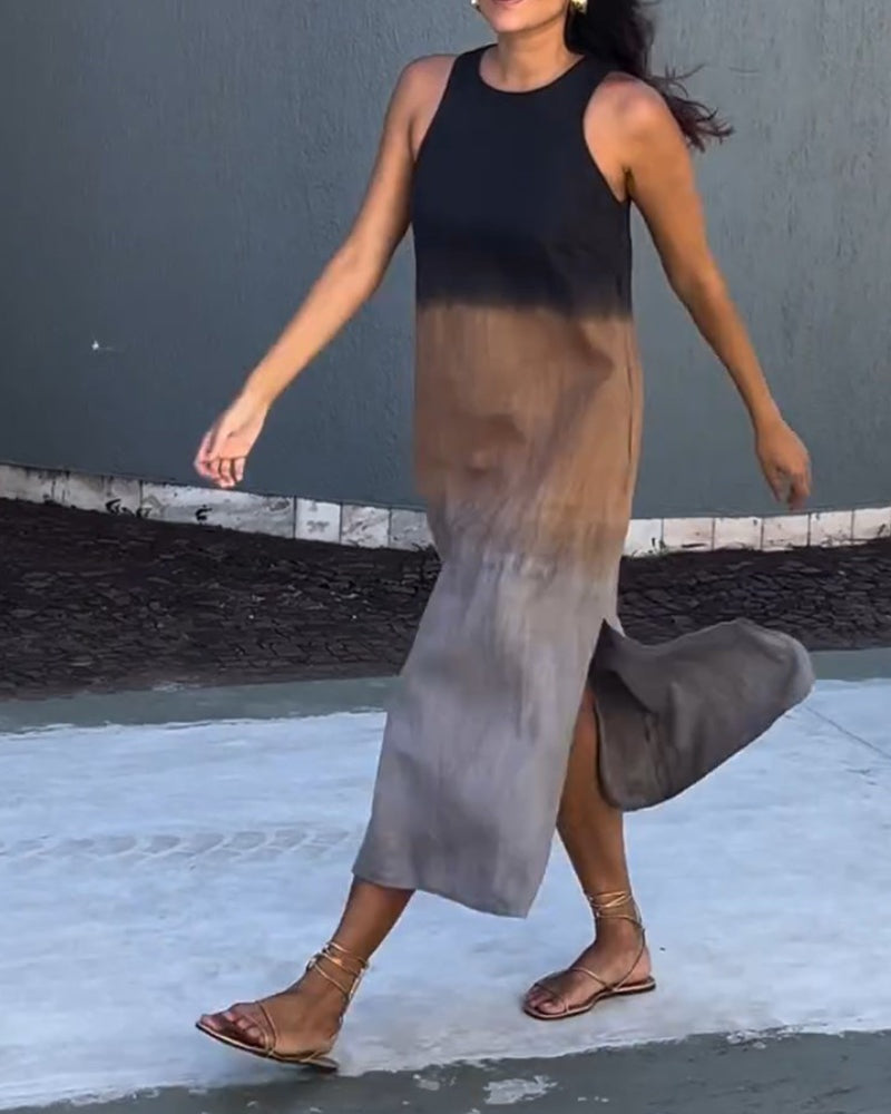 Esperanza | Vestido Largo Degradado Sin Mangas Abertura Lateral