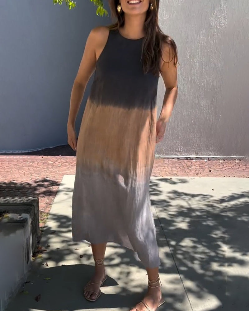 Esperanza | Vestido Largo Degradado Sin Mangas Abertura Lateral