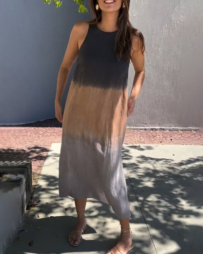 Esperanza | Vestido Largo Degradado Sin Mangas Abertura Lateral