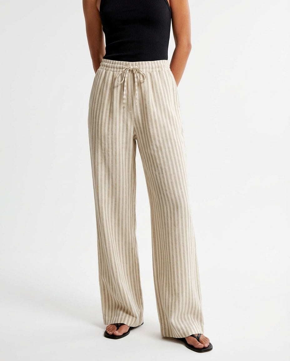 Rebeca | Pantalón de Pierna Ancha con Rayas Verticales