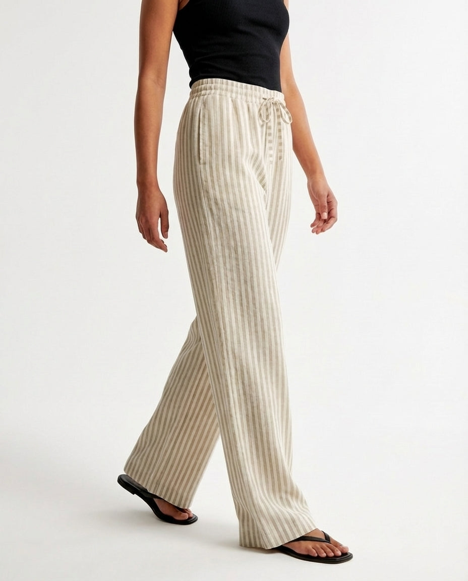 Rebeca | Pantalón de Pierna Ancha con Rayas Verticales