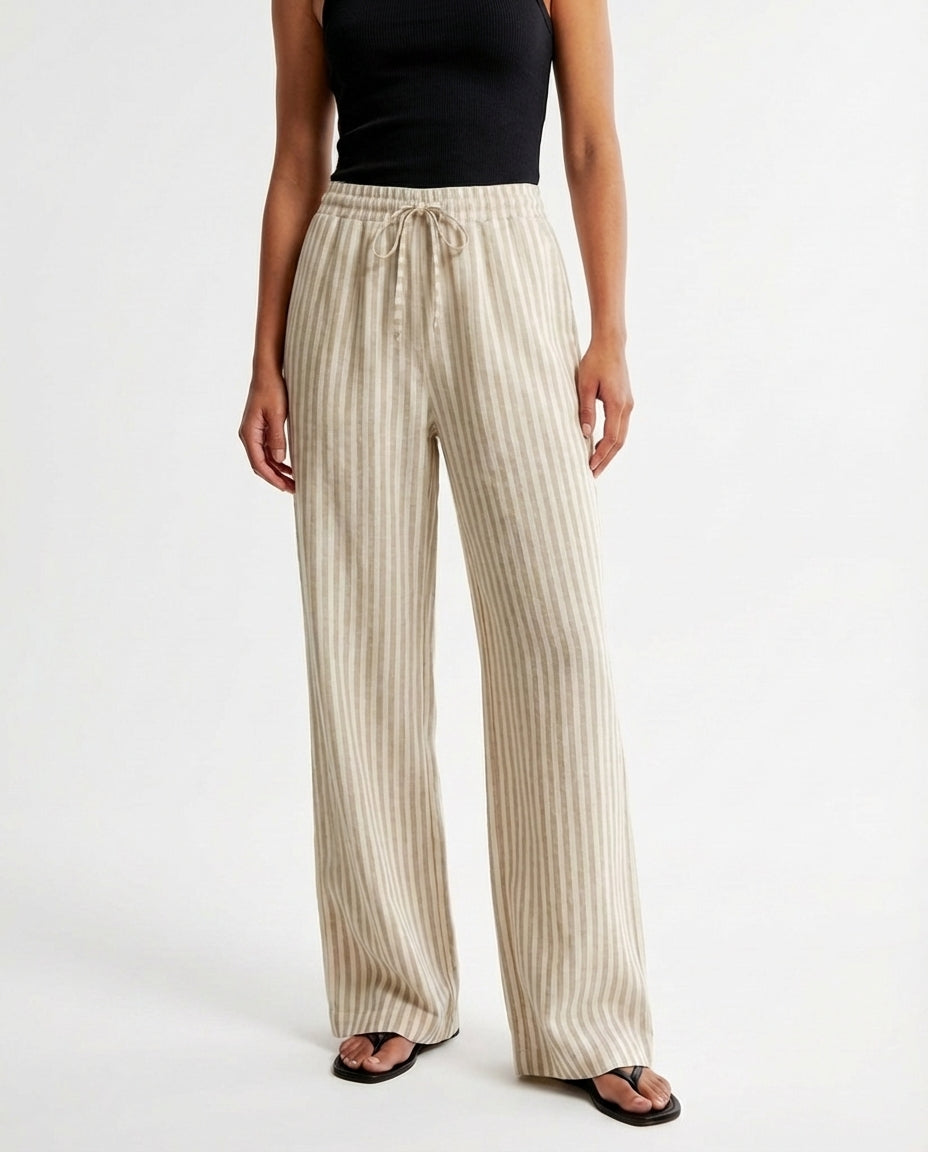 Rebeca | Pantalón de Pierna Ancha con Rayas Verticales
