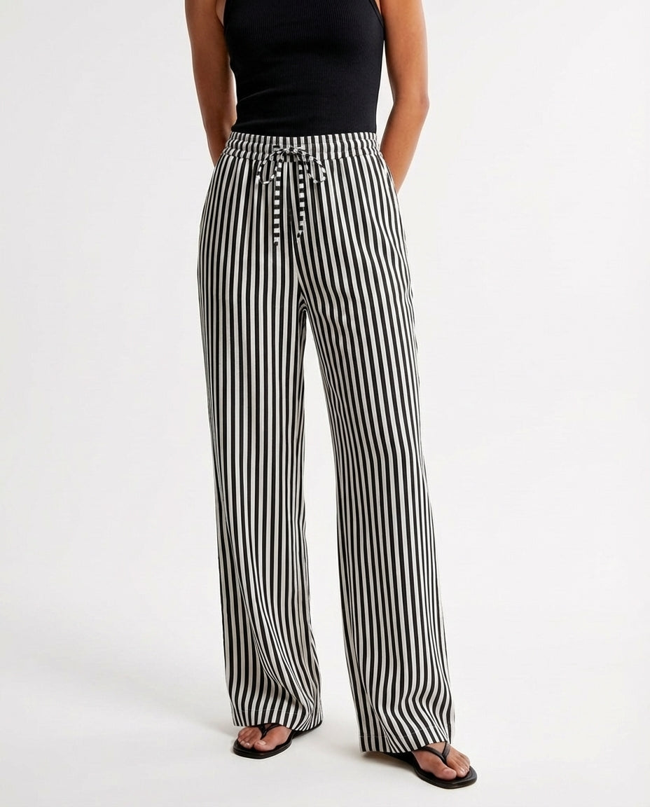 Rebeca | Pantalón de Pierna Ancha con Rayas Verticales