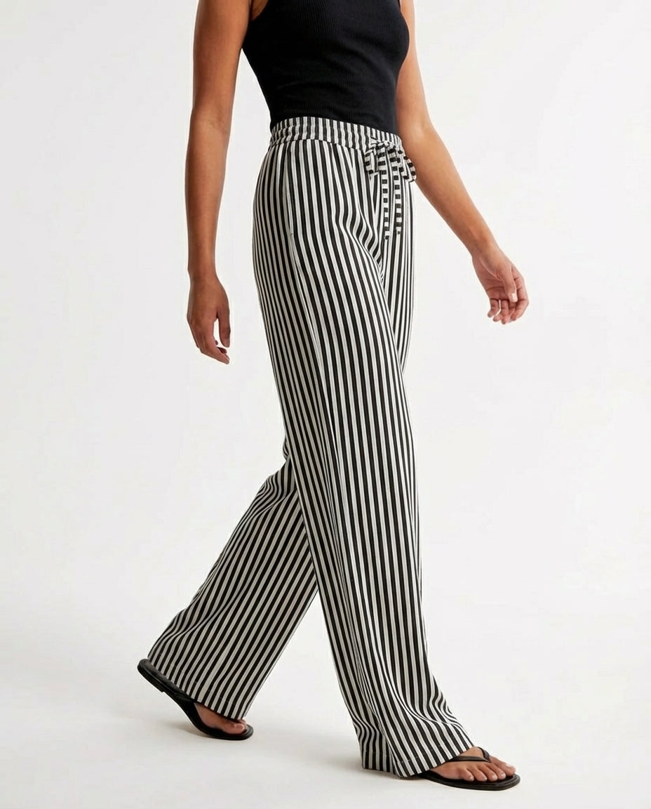 Rebeca | Pantalón de Pierna Ancha con Rayas Verticales