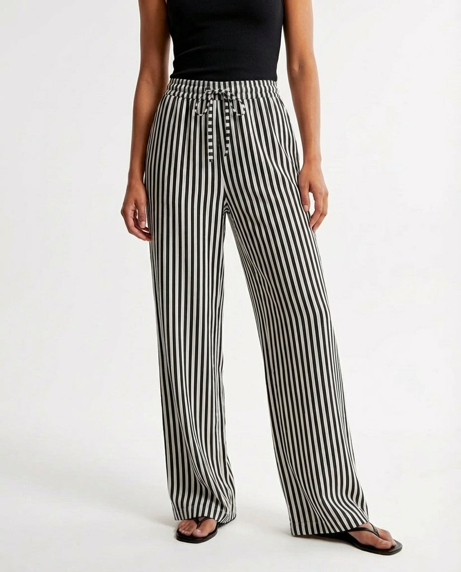 Rebeca | Pantalón de Pierna Ancha con Rayas Verticales